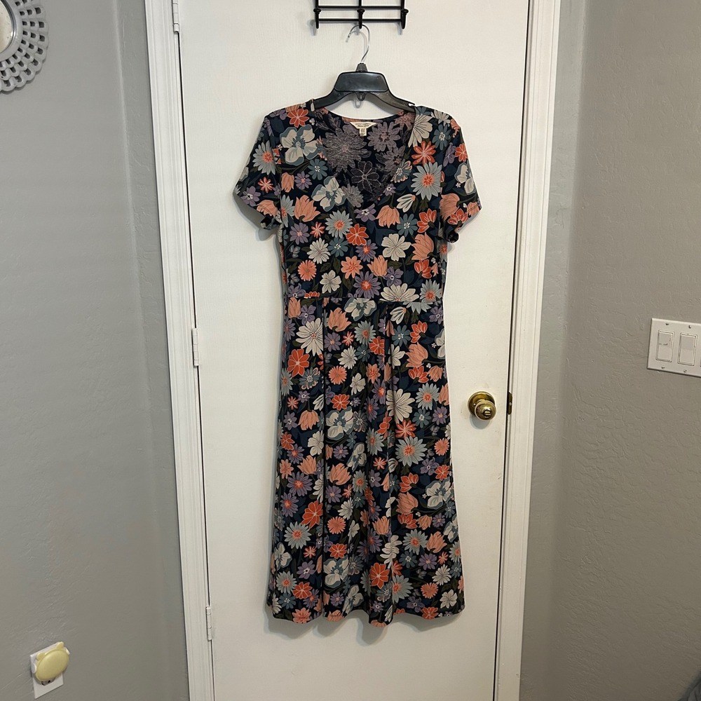 Organic cotton vintage floral print cottagecore casual dress size 10